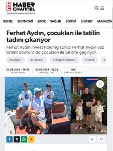 Ferhat Aydın, çocukları ile tatilin tadını çıkarıyor