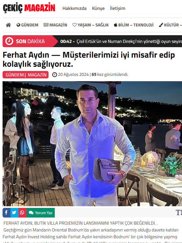 Ferhat Aydın — Müşterilerimizi iyi misafir edip kolaylık sağlıyoruz.