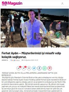 Ferhat Aydın — Müşterilerimizi iyi misafir edip kolaylık sağlıyoruz.