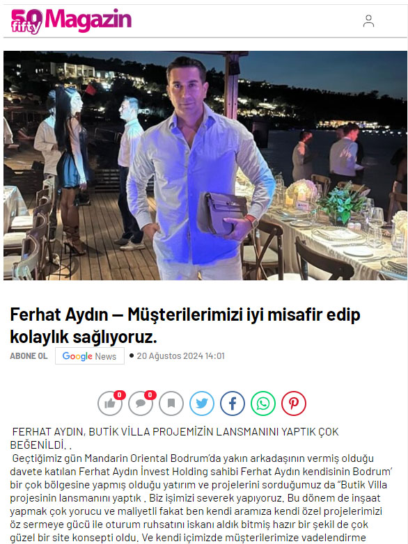 Ferhat Aydın — Müşterilerimizi iyi misafir edip kolaylık sağlıyoruz.