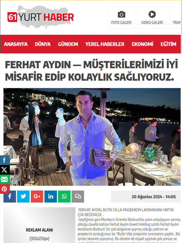 Ferhat Aydın — Müşterilerimizi iyi misafir edip kolaylık sağlıyoruz.